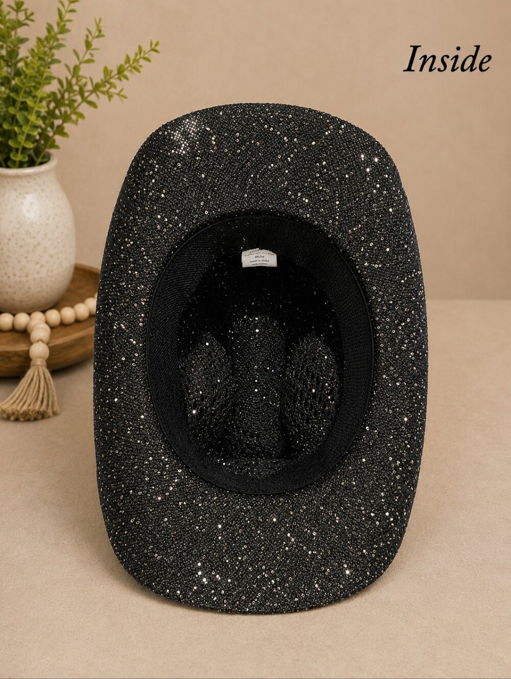 LA Valentina Sparkly Sequined Black Straw Cowboy Hat for Women - NWT - Picture 4 of 5